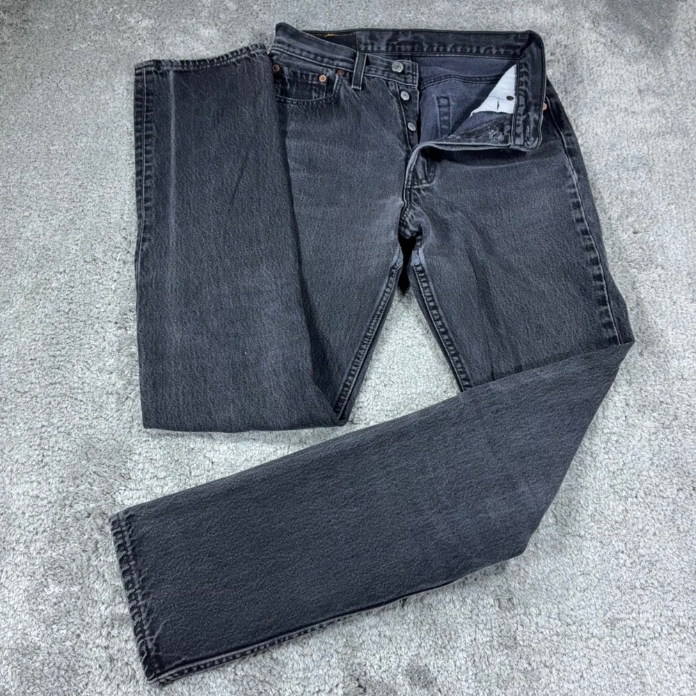 Vintage Levis 501 Made in USA Black Jeans 29x34 High Rise Straight Button Fly